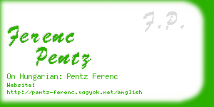 ferenc pentz business card